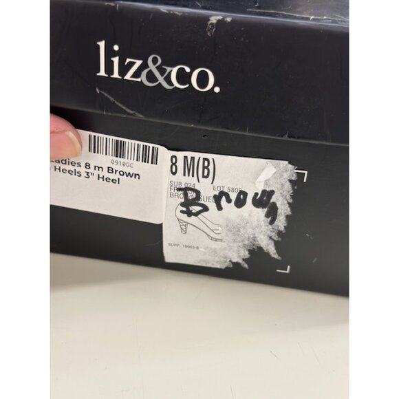 Liz & Co. Ladies 8 M Brown Suede Platform Peep-Toe Heels 3" Heel - Picture 6 of 6